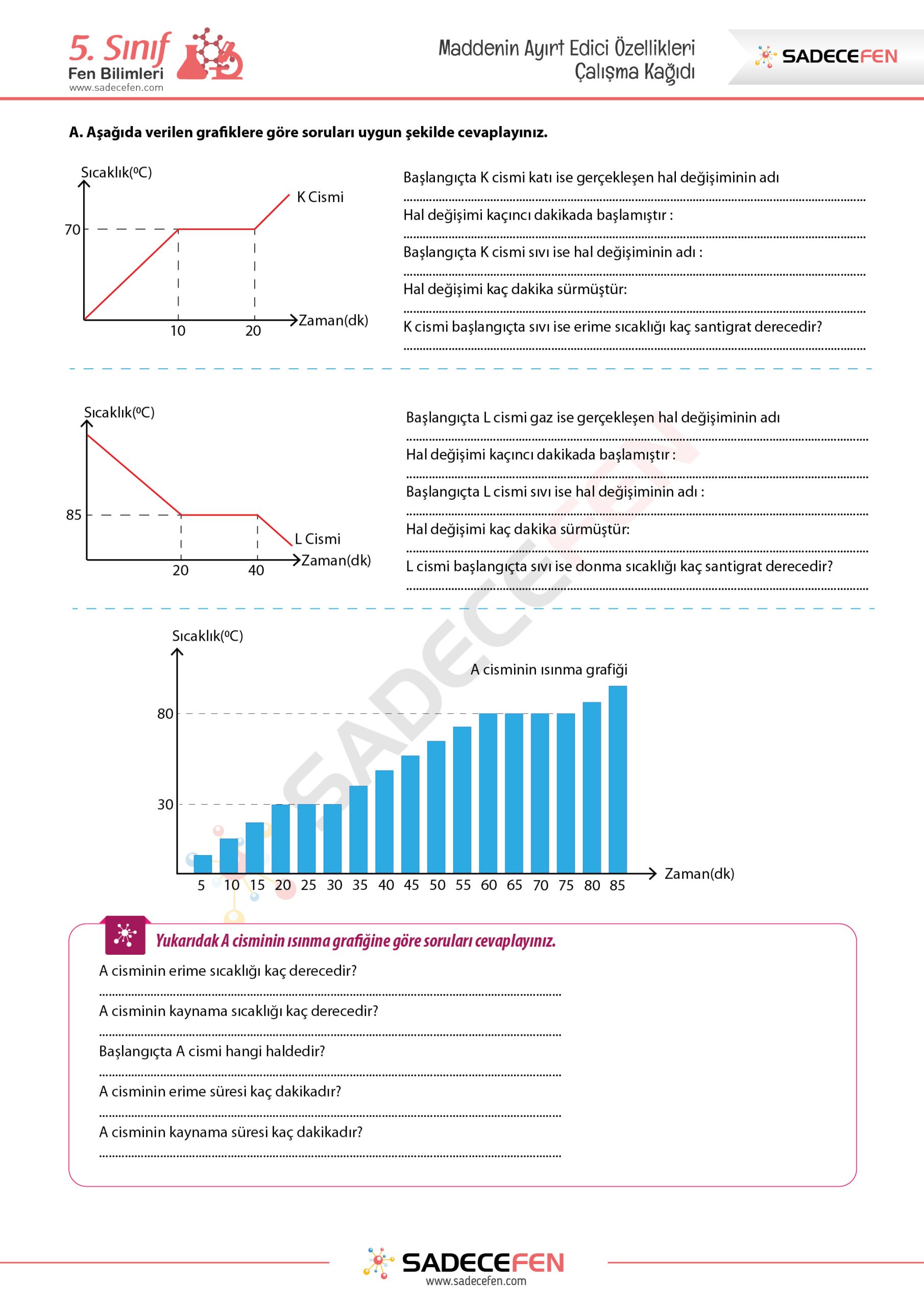 Maddenin Ayırt Edici Özellikleri – Çalışma Kağıdı - Görsel 1